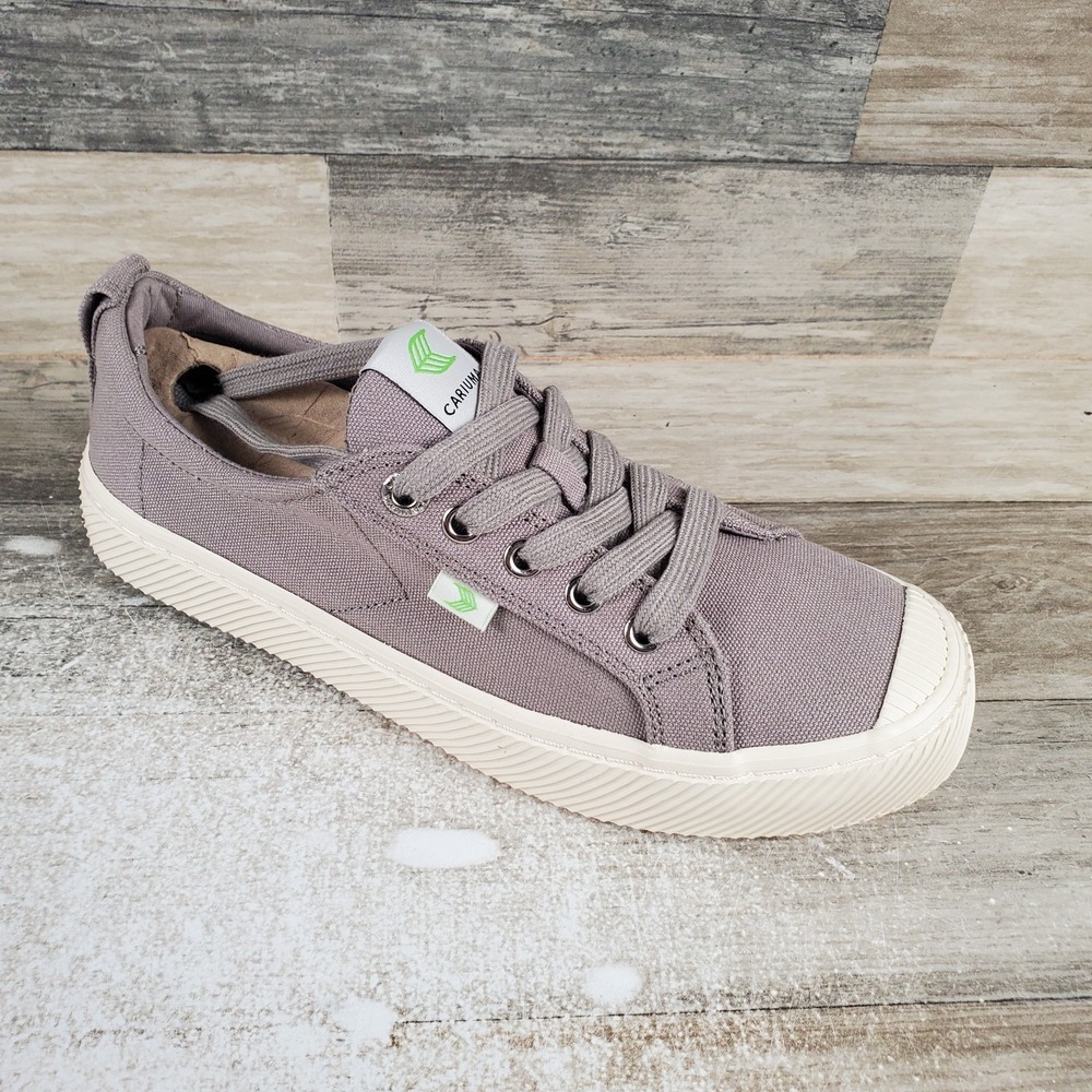 Cariuma OCA Low Womens Shoes Sz 8 Running Mystic Gray Canvas Lace Up Sneakers